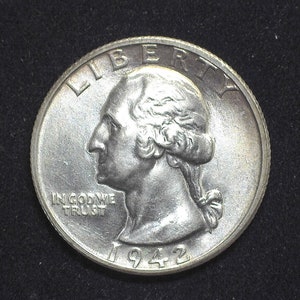 hs&c: 1942 S Washington Quarter BU MS64 - US Coin