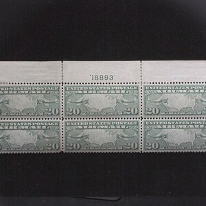 hs&c: #C9 MLH 20 cent Maps Airmail plate block Hinge reinforced in margin XF US Stamp