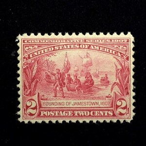 HS&C: Scott #329 2 cent Jamestown Vf/Xf LH Mint Stamp