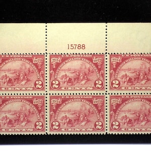 hs&c Scott #615 Mint 2 cent Huguenot Walloon plate block of six PL#15788 F NH US Stamp