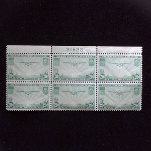 hs&c: #C21 MNH 20 cent Clipper Airmail plate block Vf/Xf US Stamp
