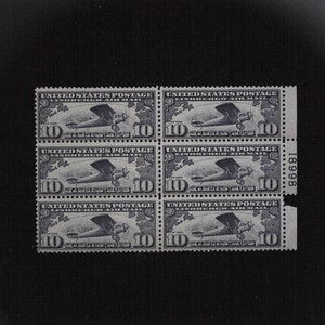 hs&c: #C10 MNH 10 cent Lindbergh Airmail plate block Small piece of selvedge missing VF US Stamp