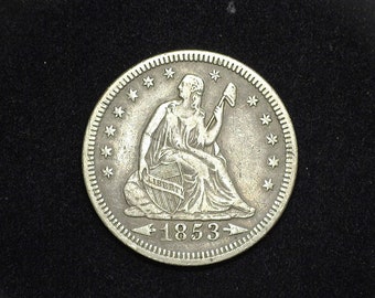 HS&C: 1853 Arrows Rays Liberty Seated Quarter Vf/Xf - US Coin