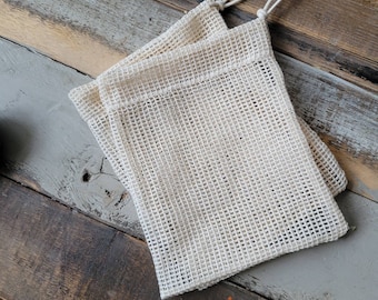Cotton Soap Saver Pouch Set of 2: Exfoliating Zero Waste