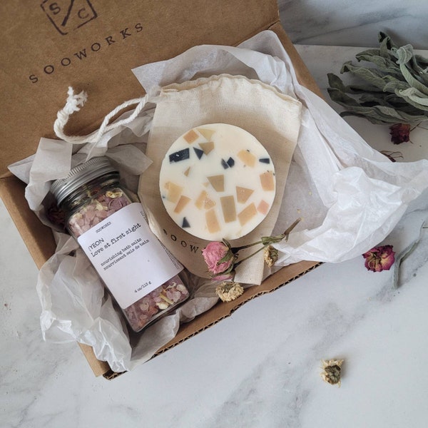 Handmade Natural Soap, Bath salts Gift Set Self Care Box Gift for Her Thank you Gift  Natural Soap Set Mother's Day Gift  Gift for Her