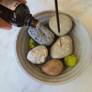 Concrete Diffuser Stone Set: Essential Oil & Incense Holder, Home Decor