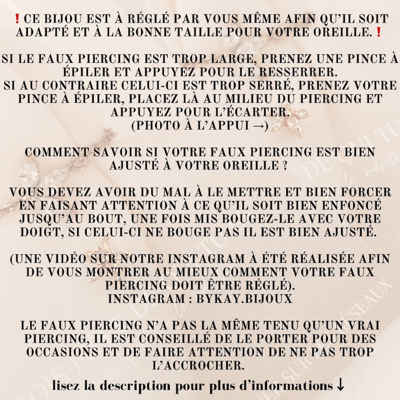 Faux piercing pour lanti hélix Ambitieuse doré à lor fin. image 2