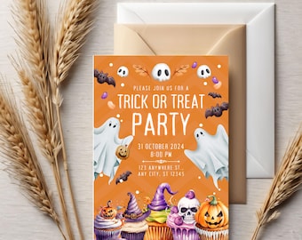 Spooktacular Halloween Party Invitation: Editable Canva Template