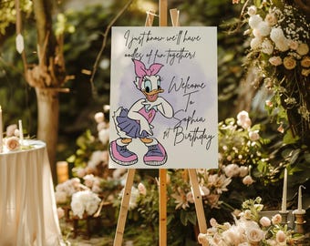Daisy Duck Birthday Welcome Sign: Custom Party Poster Digital Download