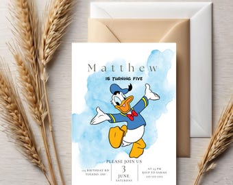 Donald Duck Birthday Invitation Template: Editable Canva Design