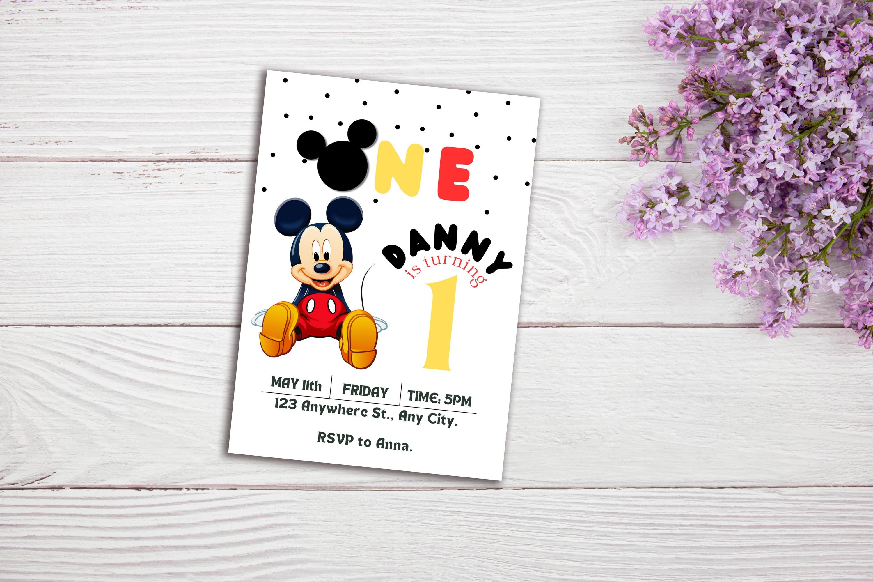 Mickey Mouse 1st Birthday Invitation: Editable Canva Template - Etsy