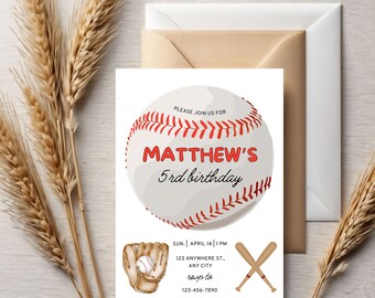 Baseball Birthday Party Invitation: Sports Theme (Editable Template)