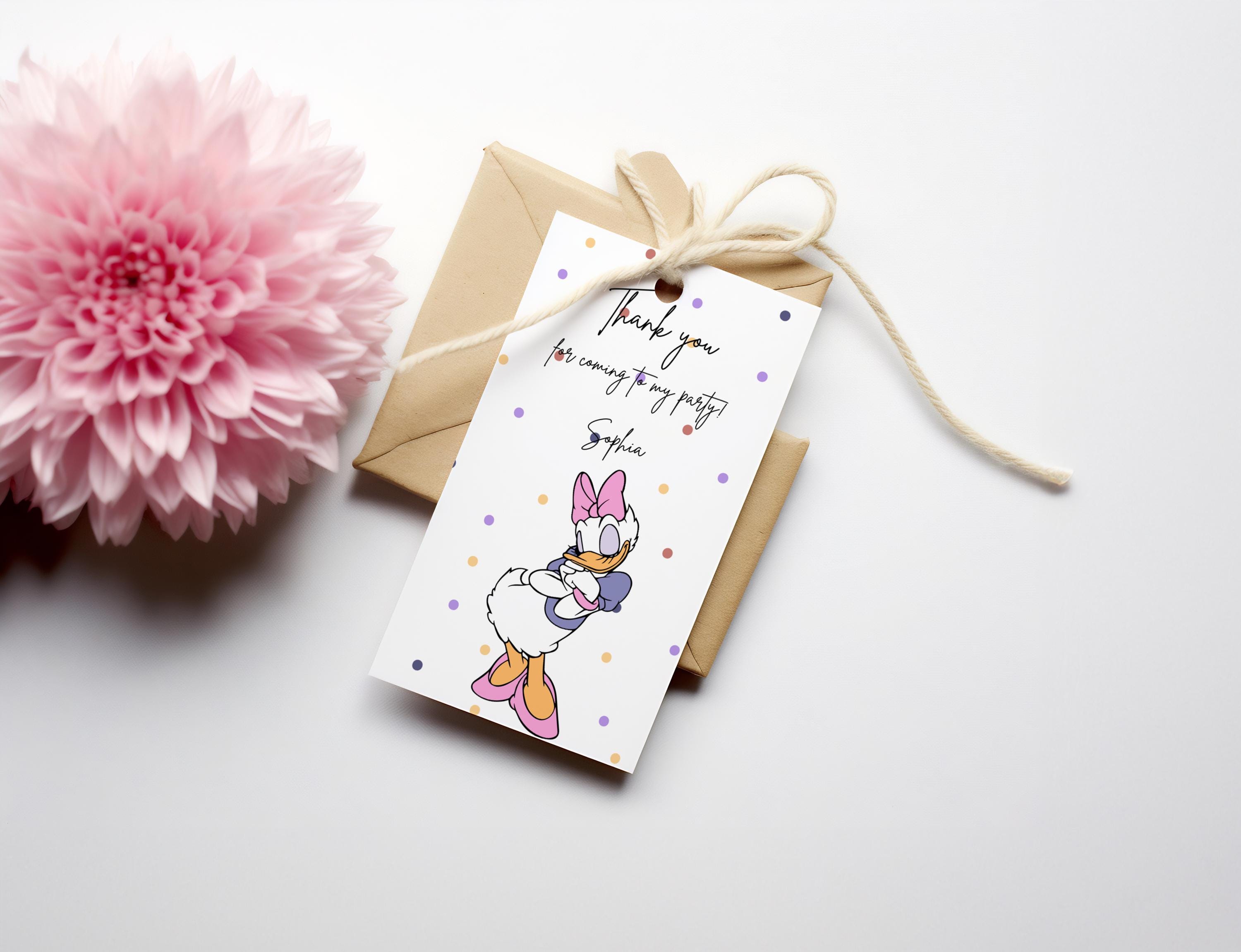 デイジーダックの誕生日パーティーの記念品タグ：DIYサンキューカード（デジタルダウンロード） - Etsy 日本, image size:3000x2302