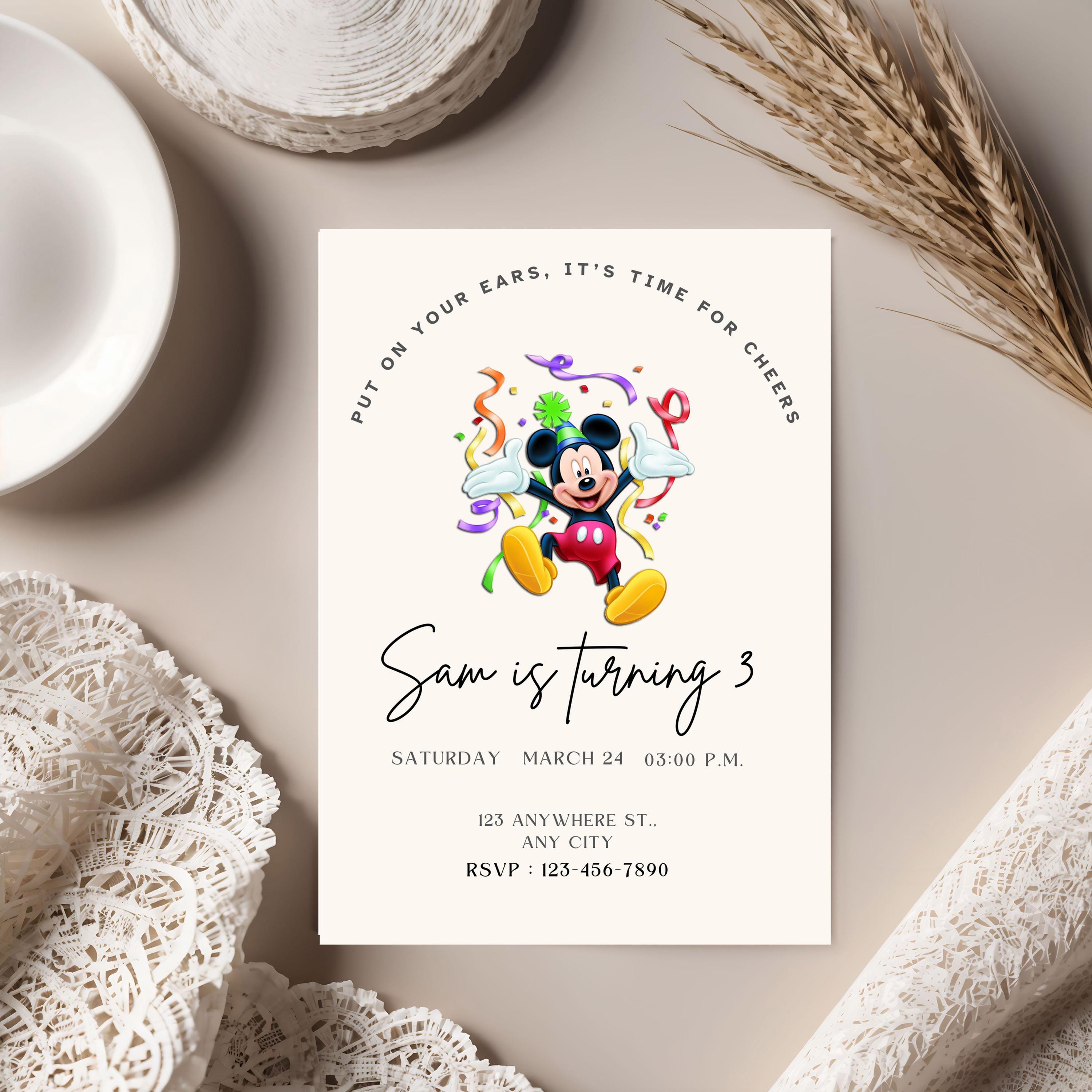 Mickey Mouse 1st Birthday Invitation: Editable Canva Template - Etsy