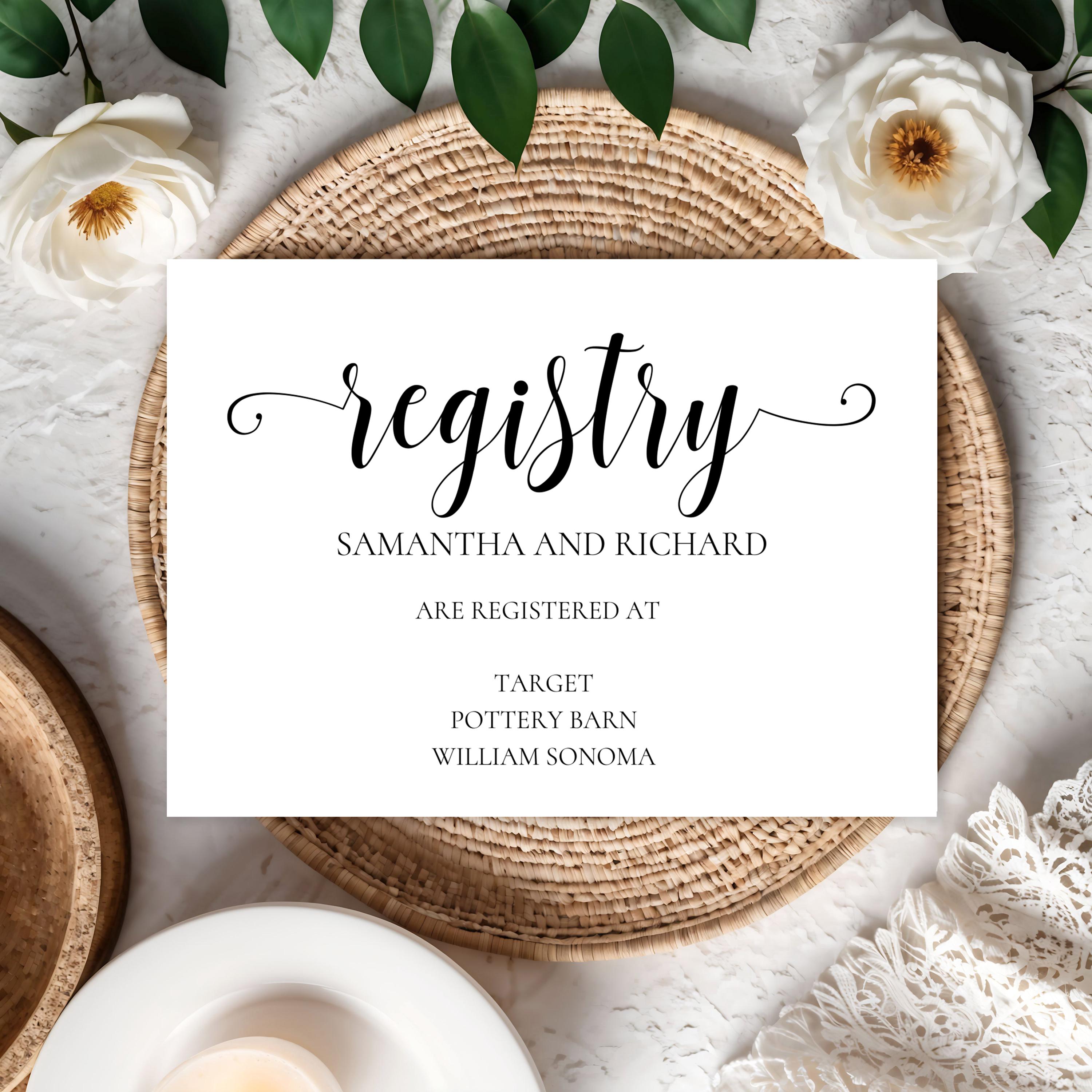Minimalist Wedding Registry Card Template (digital Download) - Etsy