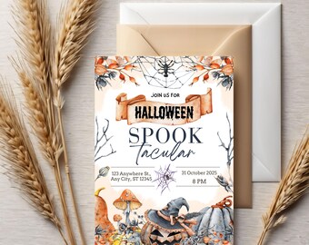 Spooktacular Halloween Bash Invitation: Editable Canva Template (5x7)