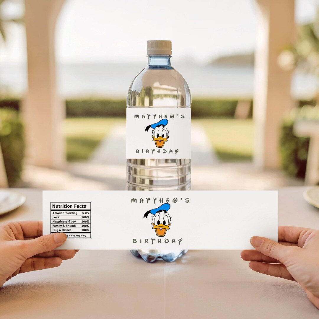 Donald Duck Water Bottle Label – Editable Birthday Party Favor - Etsy