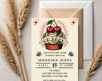 Traditional Tattoo Baby Shower Invitation: Rockabilly Style (Editable Digital Download)