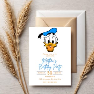 Donald Duck Birthday Invitation Template: Editable Canva Invite