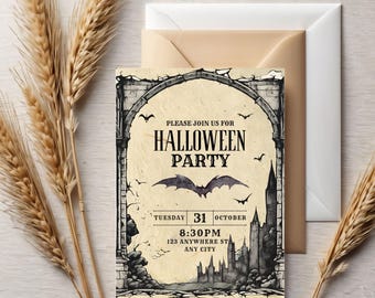 Spooktacular Halloween Bash Invitation: Ghostly Gathering (Canva Template)