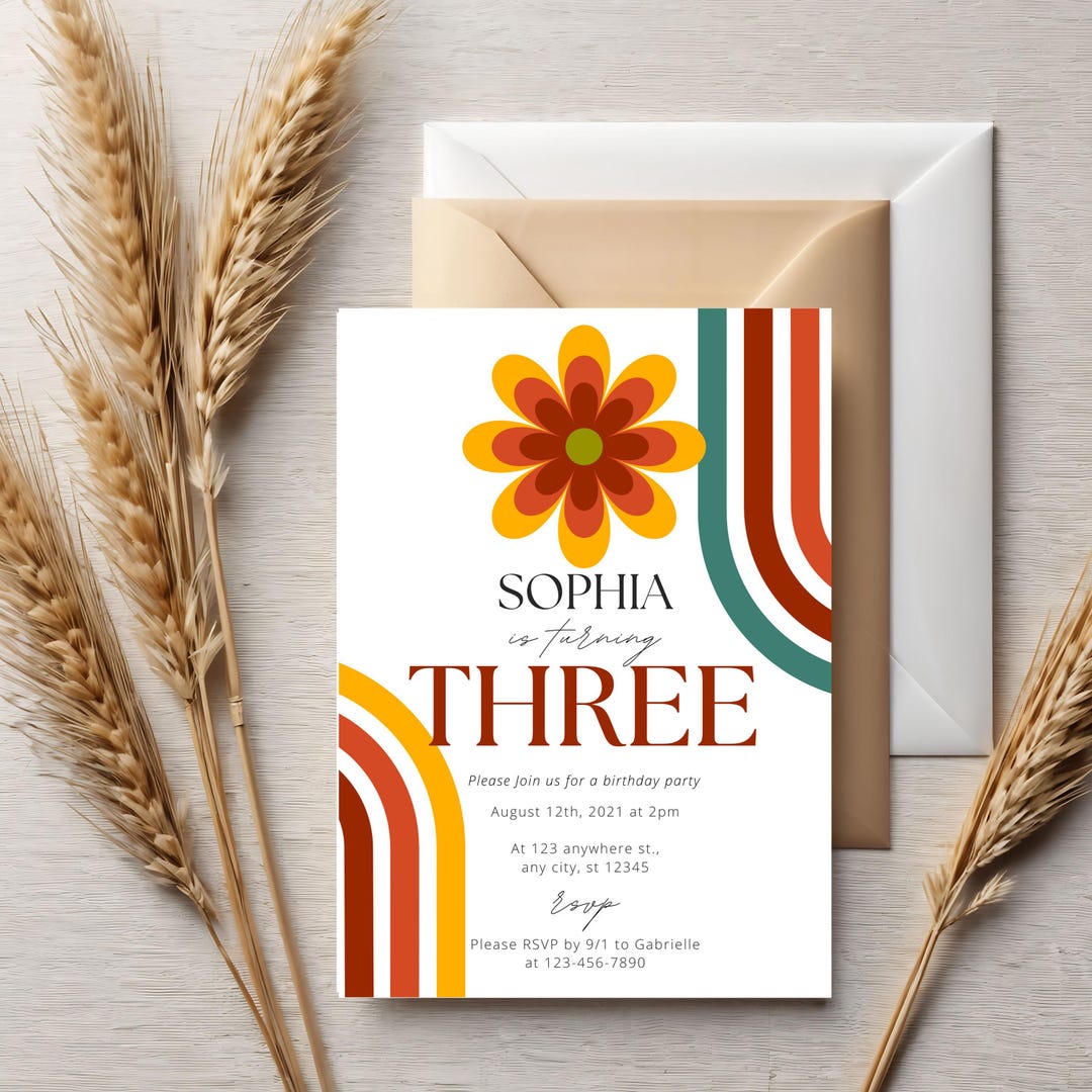 Let's Get Groovy Birthday Invitation, Retro 70s Party Invite ...