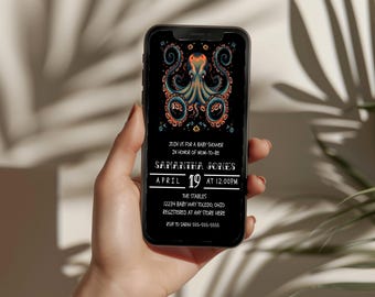 Old School Tattoo Baby Shower Phone Invitation: Rockabilly Style (Digital Download) Blackout
