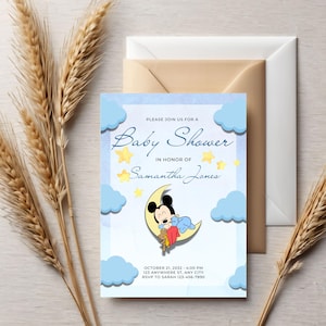 Mickey Mouse Baby Shower Invitation - Editable Template - Instant Download - Put Your Ears On - Baby Boy Shower - Disney Inspired
