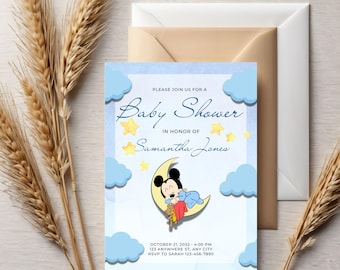 Mickey Mouse Baby Shower Invitation - Editable Template - Instant Download - Put Your Ears On - Baby Boy Shower - Disney Inspired