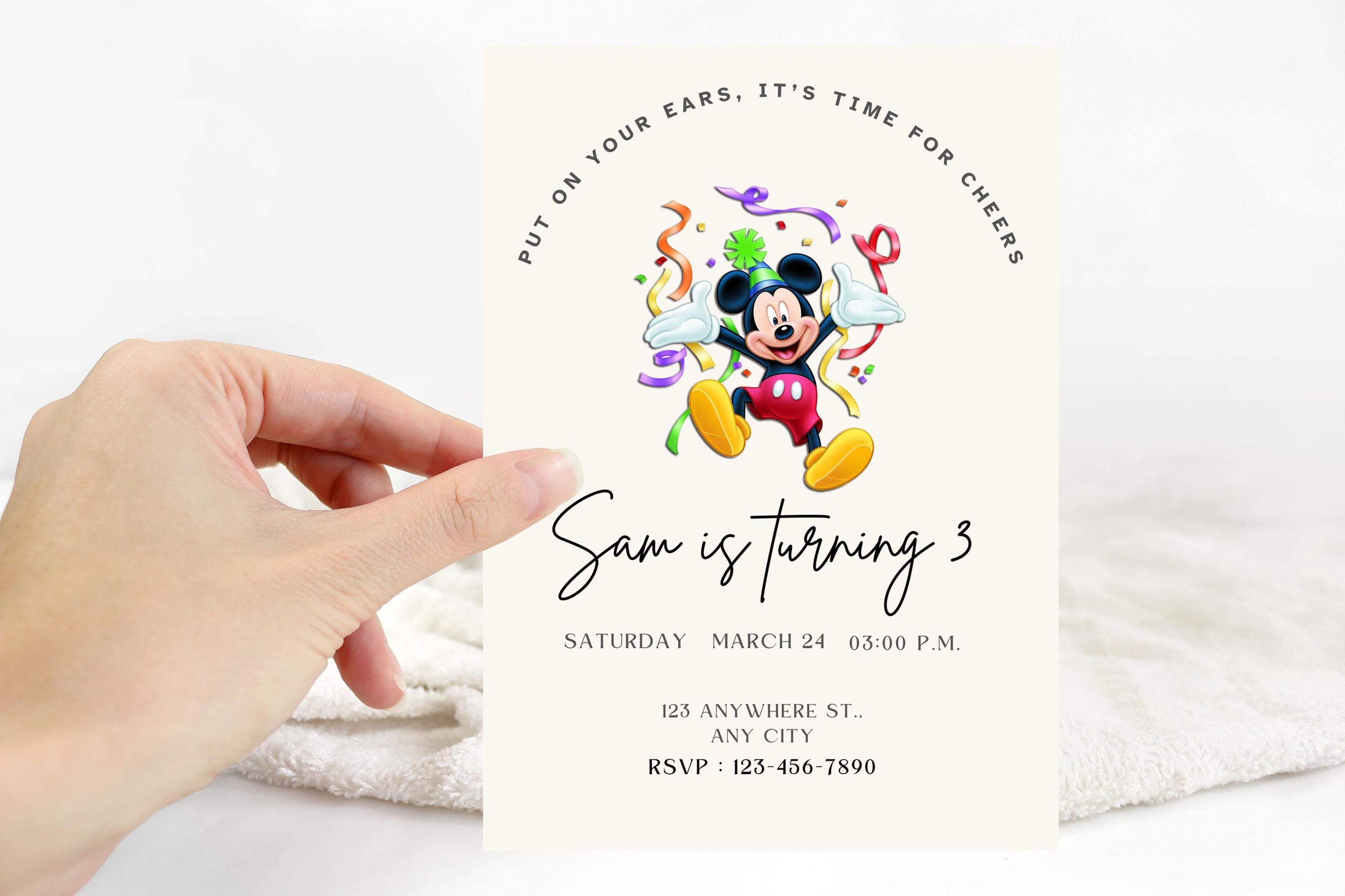 Mickey Mouse 1st Birthday Invitation: Editable Canva Template - Etsy