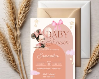 Minnie Mouse Baby Shower Invitation: Pink Theme (Editable Template - Instant Download)