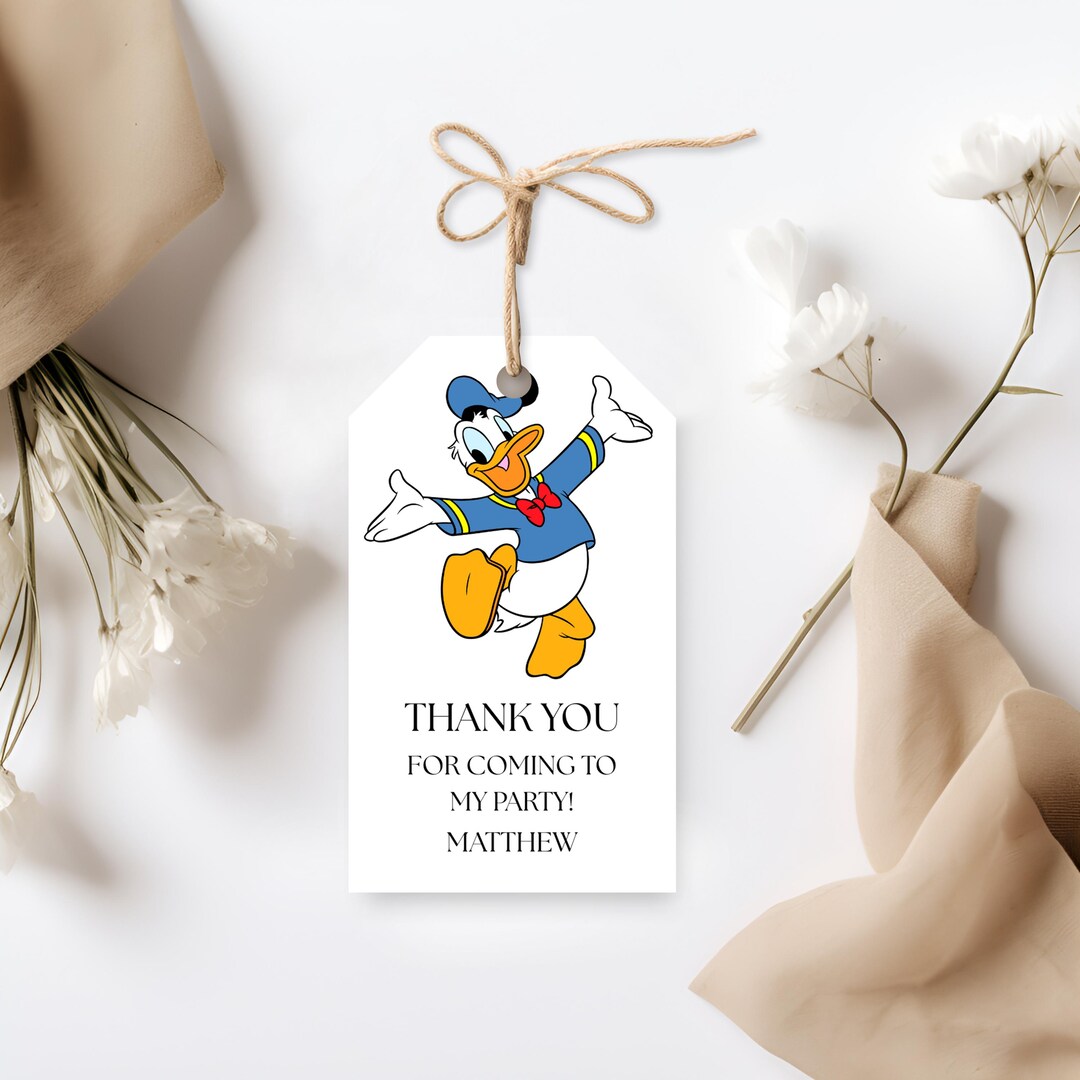 Baby Donald Duck Party Favor Gift Tag Thank You Label Mickey Digital ...