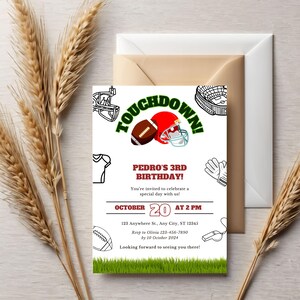 Football Birthday Party Invitation,Sports Birthday Theme,All star football Birthday Invite,Editable Birthday invitation