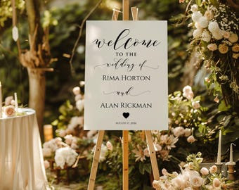 Welkomstbordje elegant bruiloft: minimalistisch schrift (digitale download)