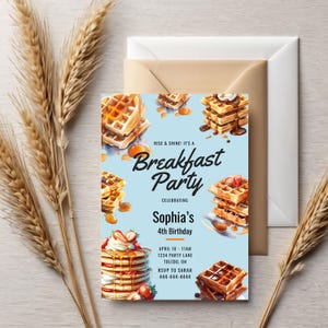 Breakfast Birthday Party Invite, Brunch Anyone,Breakfast Birthday Party, Breakfast,Brunch Birthday Invitation,Breakfast ,Birthday Party