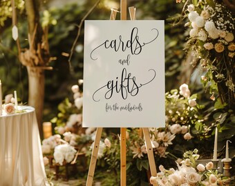 Elegant Cards and Gifts Wedding Sign, Modern Reception Signage (Digital Download)