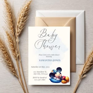 Mickey Mouse Baby Shower Invitation - Editable Template - Instant Download - Put Your Ears On - Baby Boy Shower - Disney Inspired