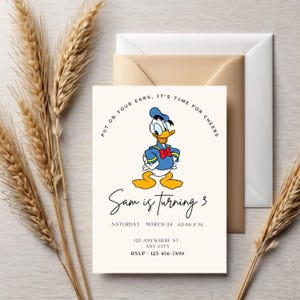 Donald Duck Birthday Invitation: Editable Canva Template