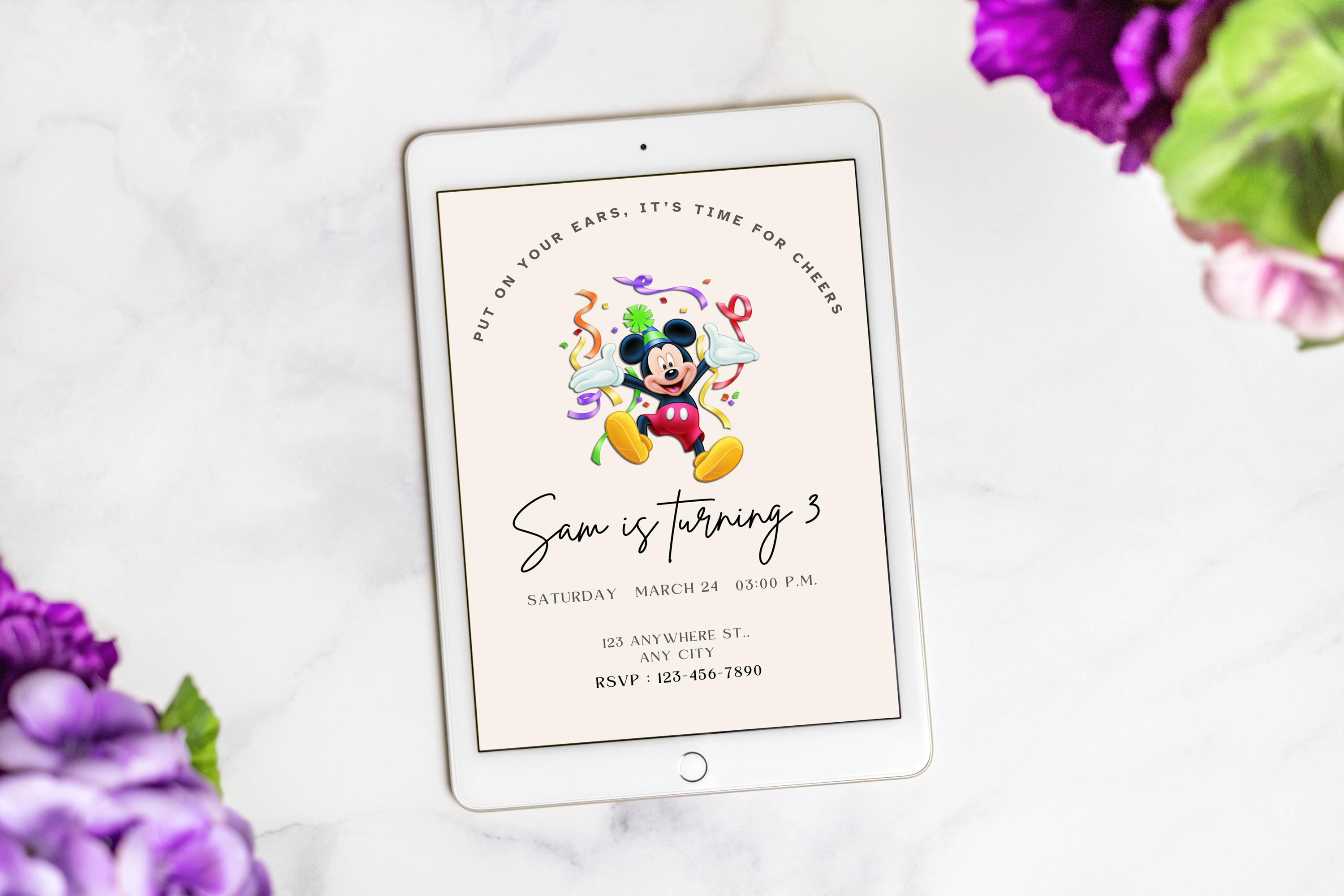Mickey Mouse 1st Birthday Invitation: Editable Canva Template - Etsy