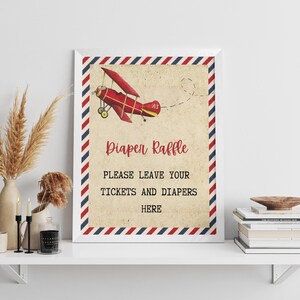 Vintage Airplane Diaper Raffle Ticket: Aviation Baby Shower (Digital Download)