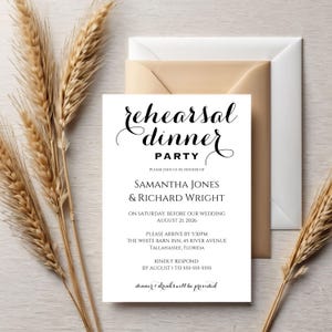 Simple Rehearsal Dinner Invite,Rehearsal Dinner Invitation,Wedding Rehearsal Dinner Invite,Editable Rehearsal Dinner Invite,Dinner Itinerary