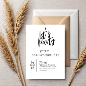 Surprise Birthday Party Invitation Template: Black & White (5x7)