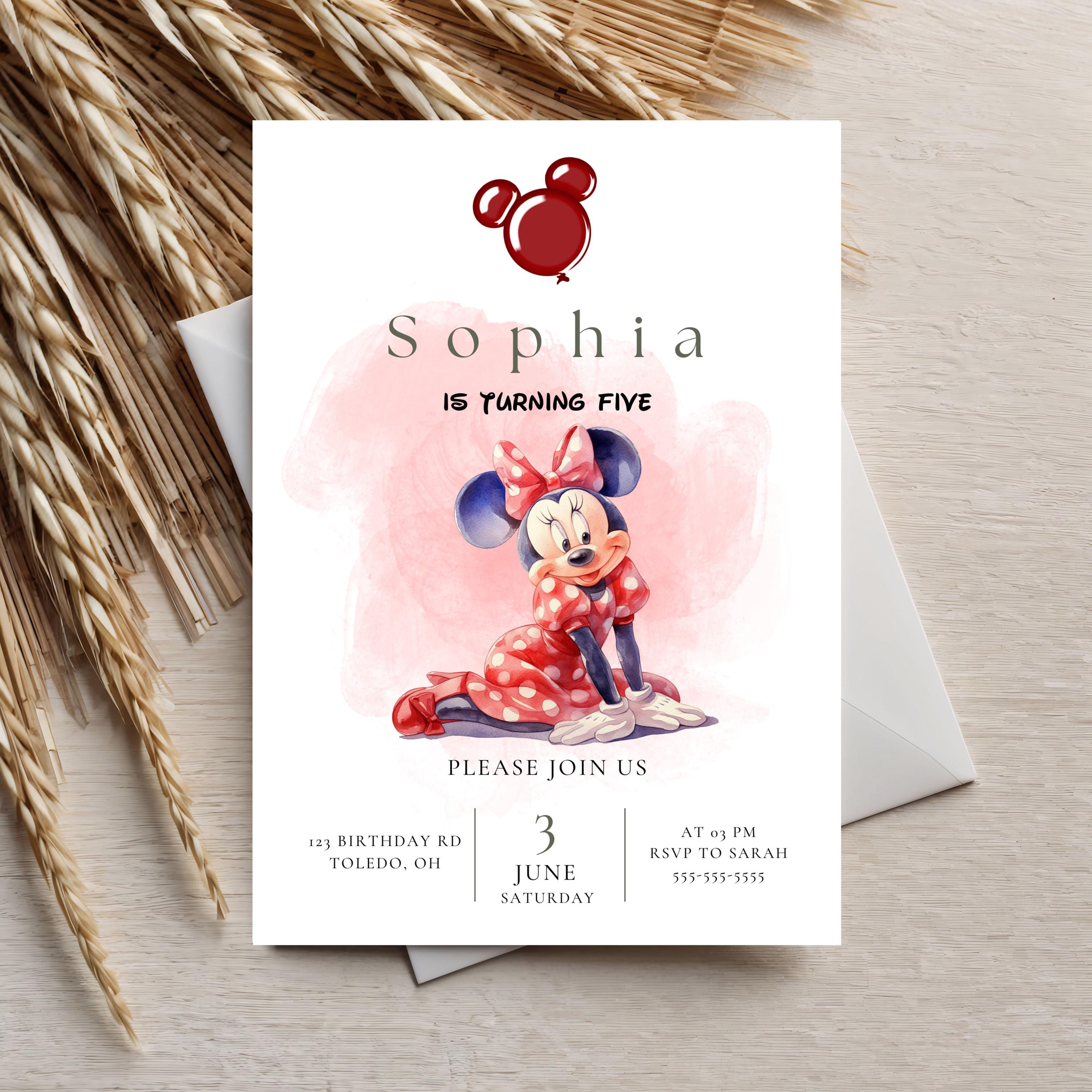 Minnie Mouse Birthday Invitation Template: Editable Canva Design - Etsy