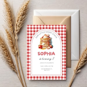 Frühstücks-Geburtstags-Party einladen, Frühstücks-Geburtstags-Party, Frühstück, Geburtstagseinladung, Frühstück, Geburtstagsparty, Short Stack Pfannkuchen,