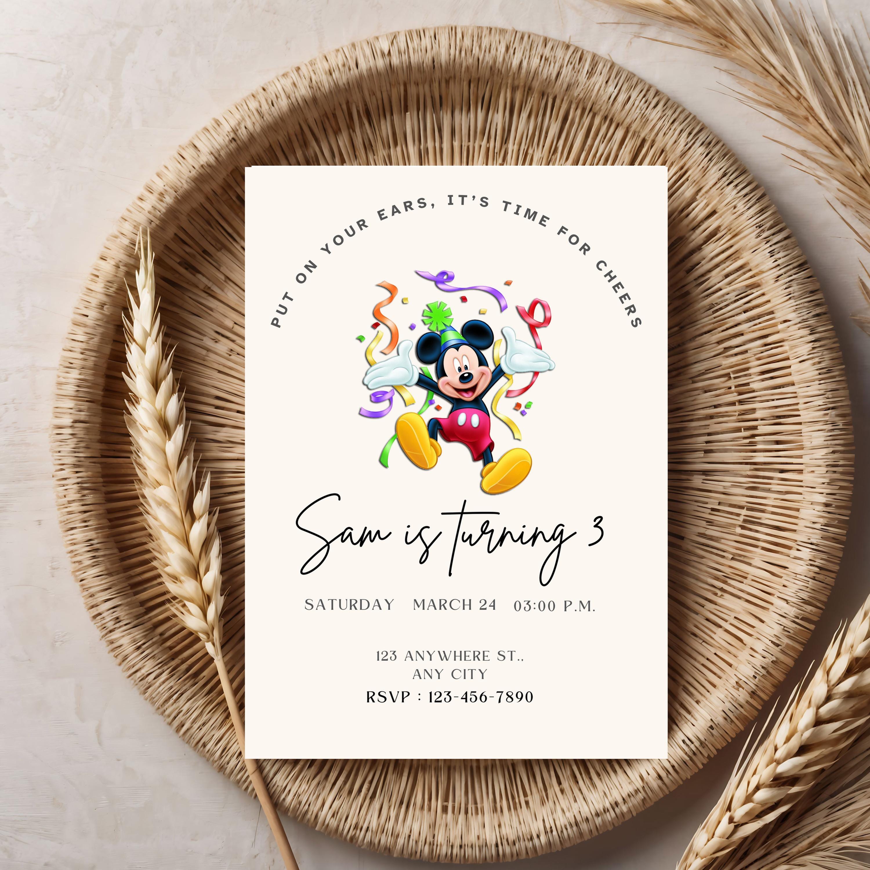 Mickey Mouse 1st Birthday Invitation: Editable Canva Template - Etsy