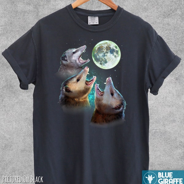 Three Possums Howling at Moon Vintage T Shirt, Retro Opossum Lover shirt, Funny Possum Tee, Distressed Unisex Tee, Comfort Colors Shirt