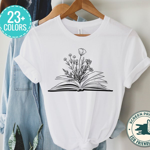 Flower Books Read Shirt, Flower Wild Flower Shirt, Everyday Shirt Teen Shirt, Cute Reading Shirt