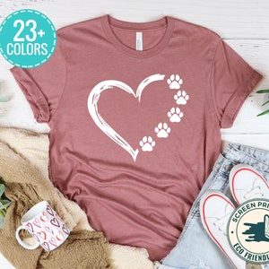 Paw Love T Shirt, Paw Love Tee, Dog Lover Shirt, Paw Print Heart Shirt, Paw Print Shirt, Paw Prints Shirt