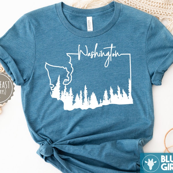 Washington State T Shirt, Washington Forest Tee, Washington State Shirt, Washington Tshirt, State Shirt, WA State Tshirt, Washington Gift