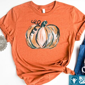 Watercolor Fall Pumpkin Shirt V2, Cute Fall Shirt, Thanksgiving Tshirt, Graphic Tee for women, Pumpkin Spice Tee,  Autumn Shirt