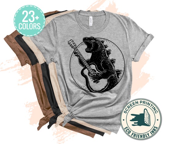 godzilla playing guitar t shirt